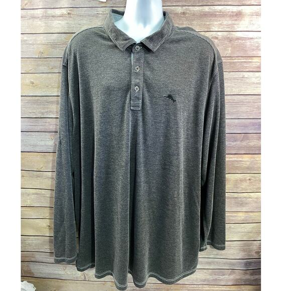 Tommy Bahama long sleeve polo shirt Gray, size 4XL meas:  31x32. - Picture 1 of 11